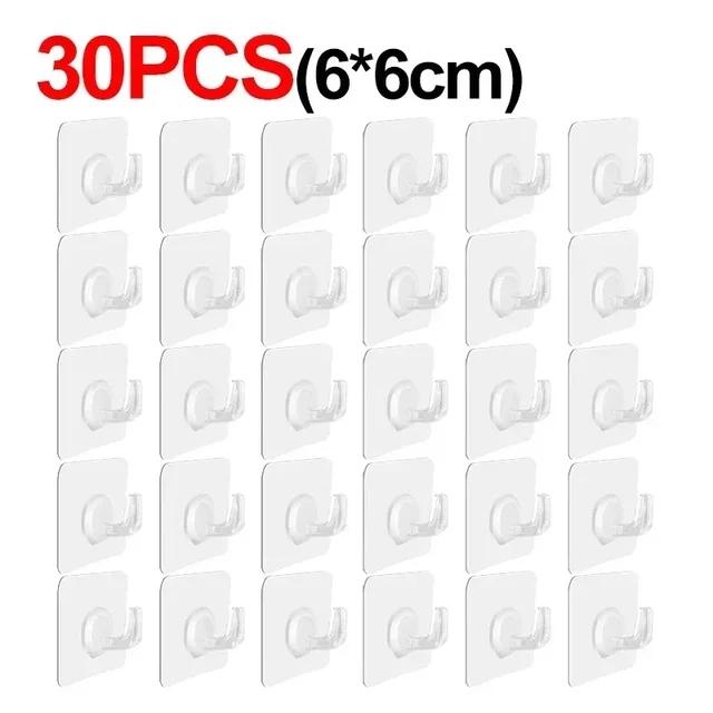 5-50pcs Transparent Self Adhesive Hooks Door Wall Mounted Hanger Hook Suction Heavy Load Rack Kitchen Bathroom Organizer Holder