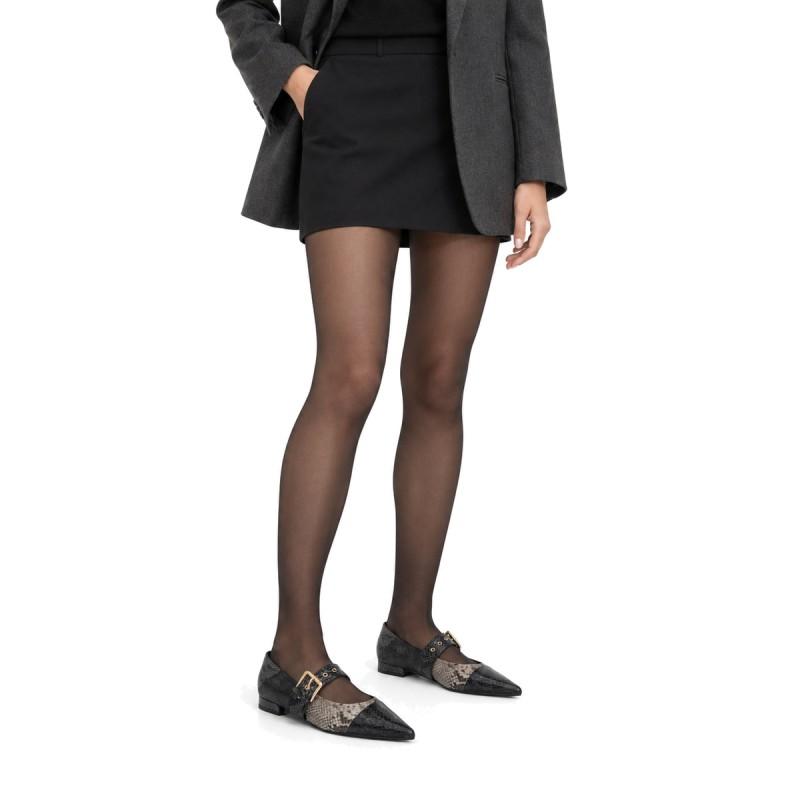 Zapato Tacón Bajo Negro Efecto Serpiente Hebilla Montevita Verona 105471