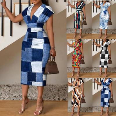 Женское длинное платье с V-образным вырезом и высокой талией, осень 2024 г.