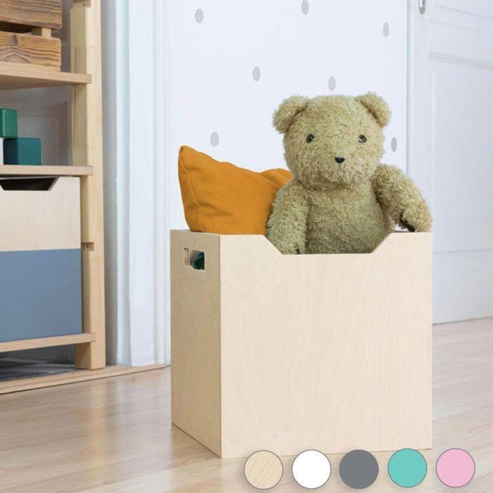 Wooden Storage Box Model 4 - Handles - Pink - 33 X 33 X 37 Cm