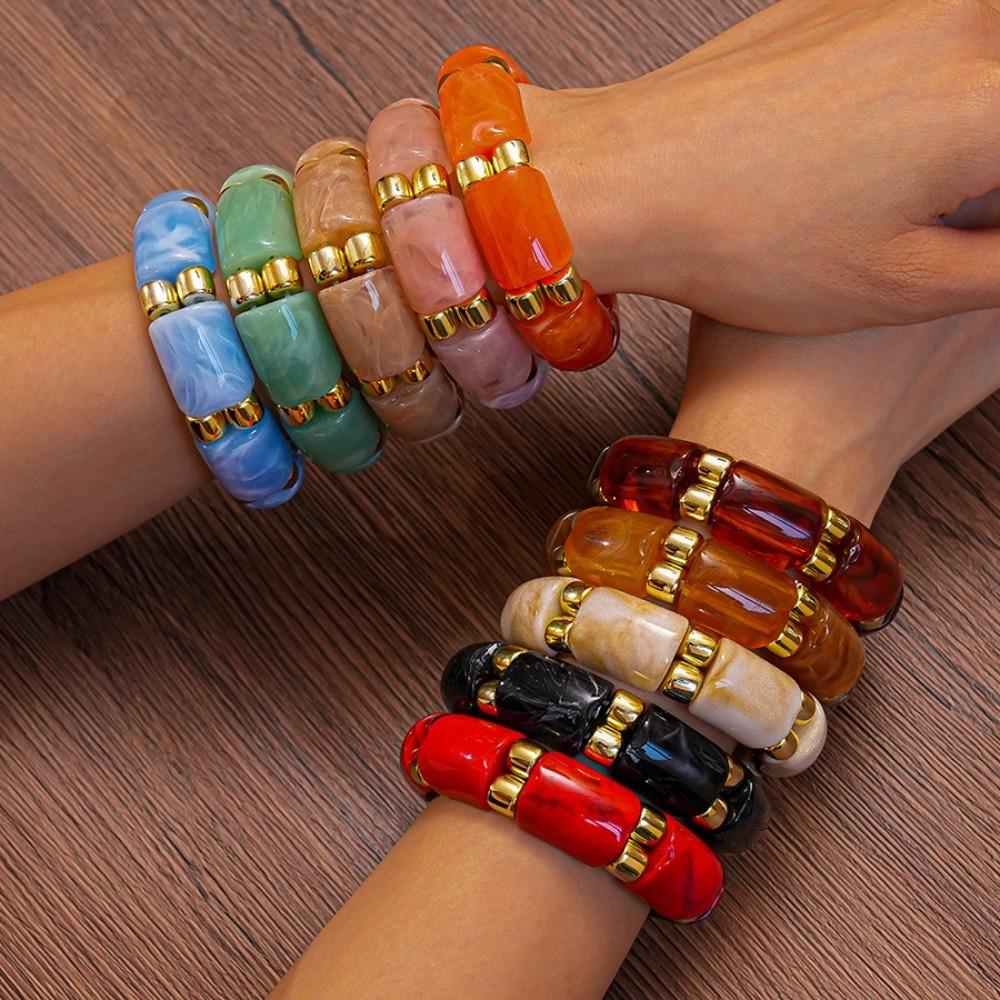Bohemian Acrylic Bangle Geometric Retro Hand Ring Temperament Exaggerated Bracelet Summer