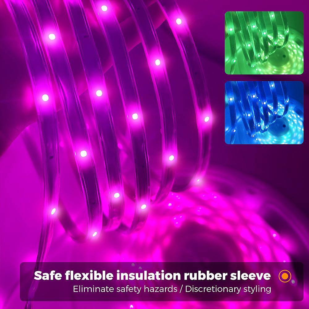 30 м/100 футов 5050 RGB светодиодная лента для улицы водонепроницаемая с пультом дистанционного управления, интеллектуальное управление через приложение с синхронизацией музыки внешний трос для балкона