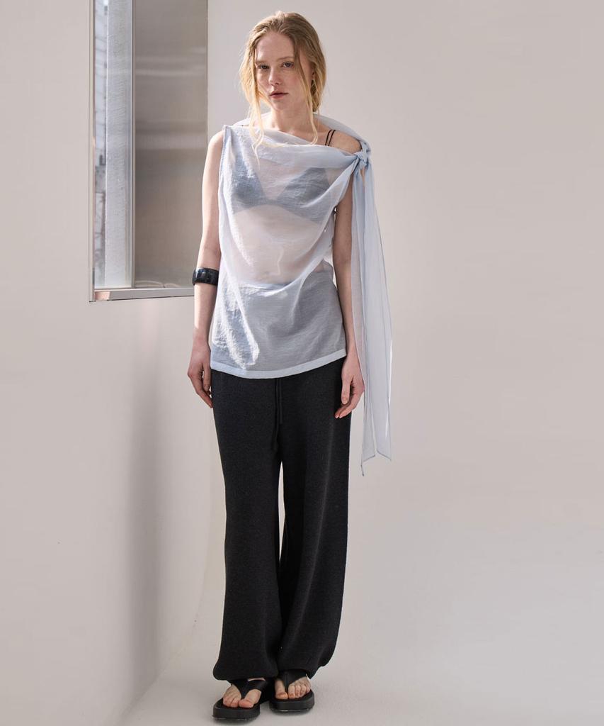 GRIDAJ Drapery Sleeveless Scarf Top _ Blue