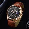 LIGE Men Watch Fashion Casual Luminous Waterproof Chronograph Leather Strap Quartz Watch