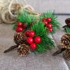 6/10pcs  Artificial Pine Cones and Red Berries - Perfect for Christmas Tree Toppers, Holiday Decorations, and Craft Projects