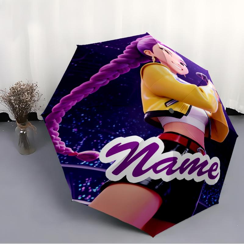 Personalized Name K-KPop Demon Hunters Print Umbrella - Automatic Open/Close, Eight-Rib Durable Frame, Automatic Folding Umbrella