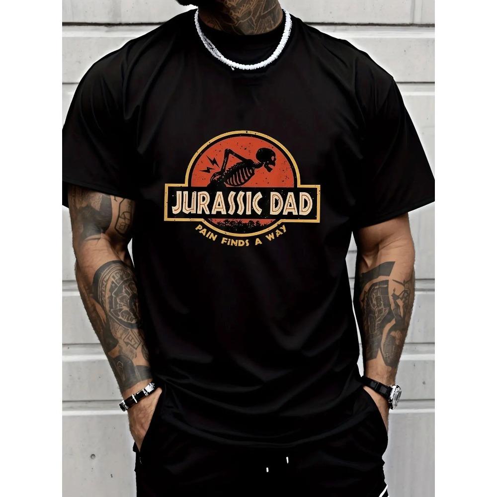 2026 Jurassic Dad Dinosaur Skeleton Graphic Unisexs T Shirt Funny Father Vintage Short Sleeve Crew Neck Cotton Tee Humor Casual Top