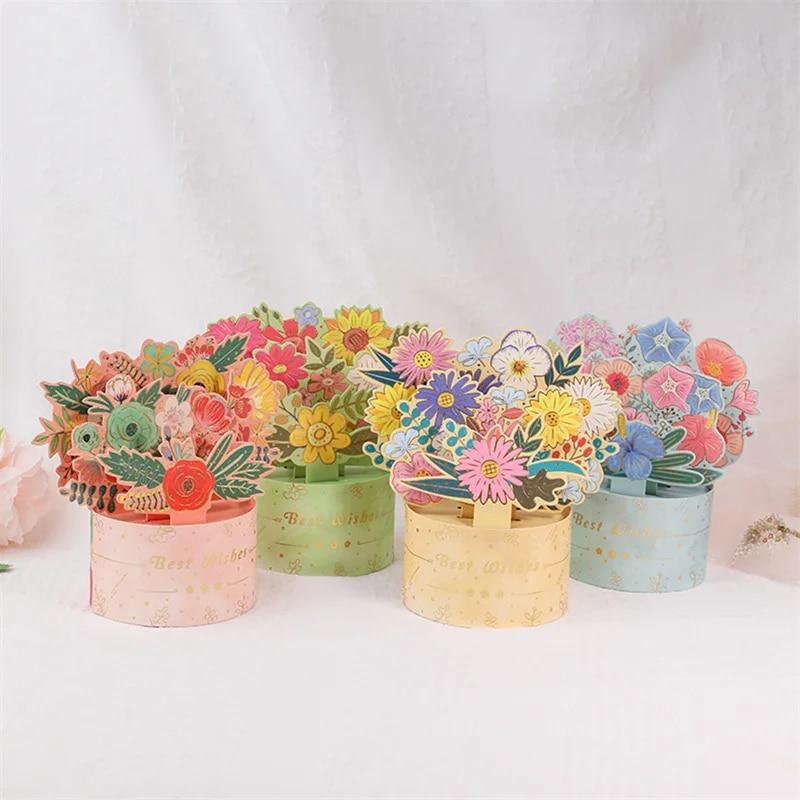 Креативная 3d всплывающая открытка-букет G Craft Поздравительные открытки Подарок на День матери День святого Валентина День рождения Годовщина Бумажный холдинг