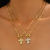 Women's Jewelry Personality Paperclip Design Cross Necklace Versatile High-end Pendant Collarbone Chain