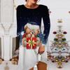 Women's Casual Dress Autumn Christmas Gift Printed Dress Women's O-neck Short Sleeved Dress Plus Size