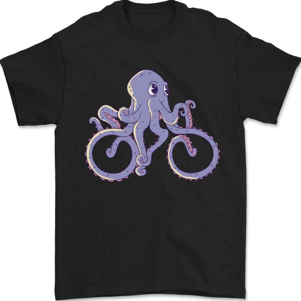 A Cycling Octopus Funny Cyclist Bicycle Mens T-Shirt Cotton Unisex T-Shirt