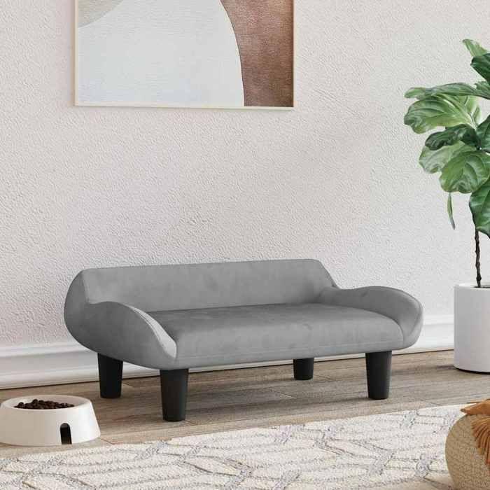 VidaXL Lit pour Chien, Canapé pour Animaux de Compagnie avec Cadre en Bois, Panier pour Chiots Maison Intérieur, Gris Clair 171952