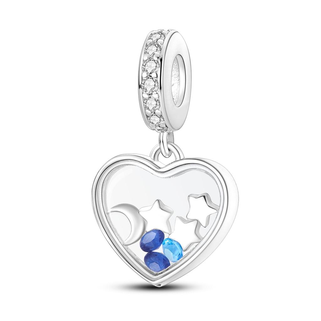 Charms Lucky Star 925 Silver Sparkling Star Heart Beads Charms Pendent Fits 925 Original Bracelet Gift For Women Gift