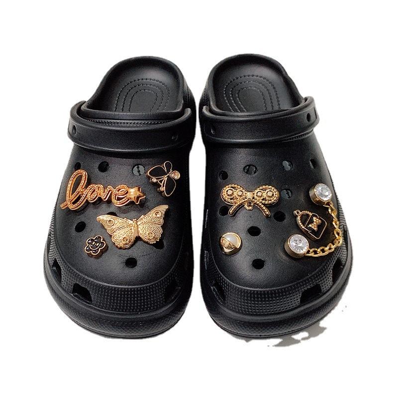 Обувь с отверстиями DIY аксессуары обувная пряжка золотая бабочка любовное письмо цепочка обувной цветок обувная пряжка аксессуары украшение
