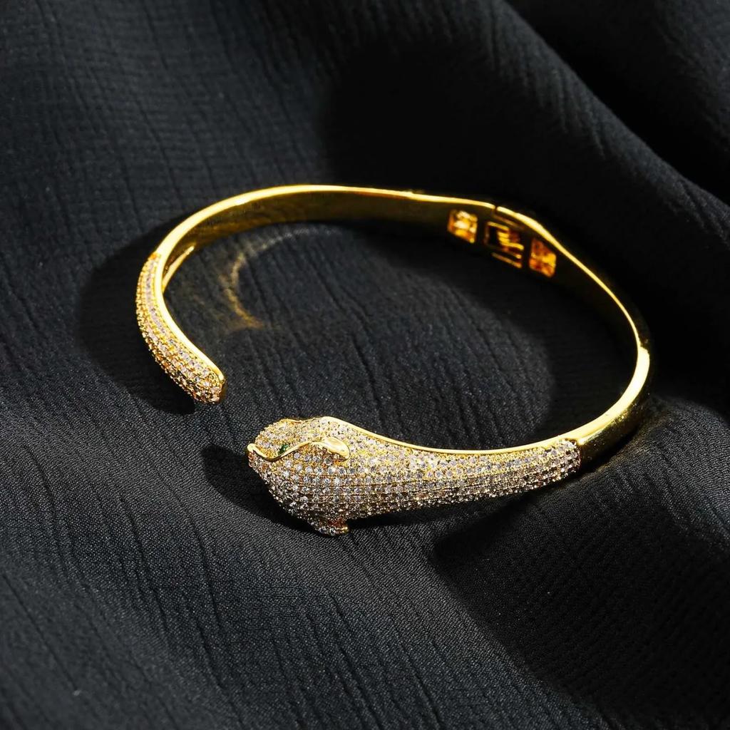 Хип-хоп Браслет с Леопардовым Принтом Медь Инкрустированный Цирконием Браслет Высококлассный Модный Браслет