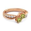 Peridot Twin Stone Pavé Bypass Ring - Sterling Silver Rose Gold Vermeil