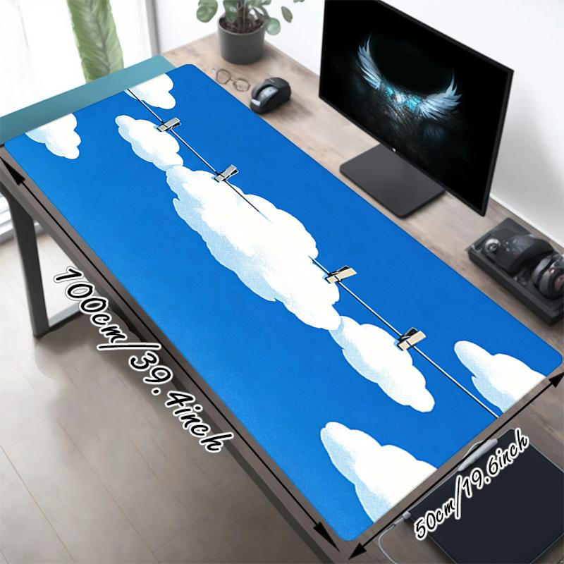 Игровой коврик для мыши Cloud Line Xl Нескользящая резиновая основа Прошитый край Водонепроницаемый коврик для стола Для ПК Ноутбука Геймера Офиса Компьютерные аксессуары C927190