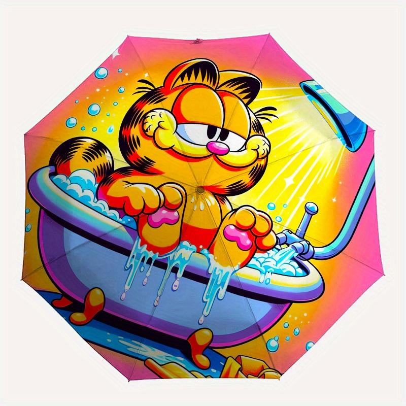 1pc Garfield taking a bath Umbrella with Plastic Handle,Suitable for All Seasons Home Travel Outdoor UmbrellaM943