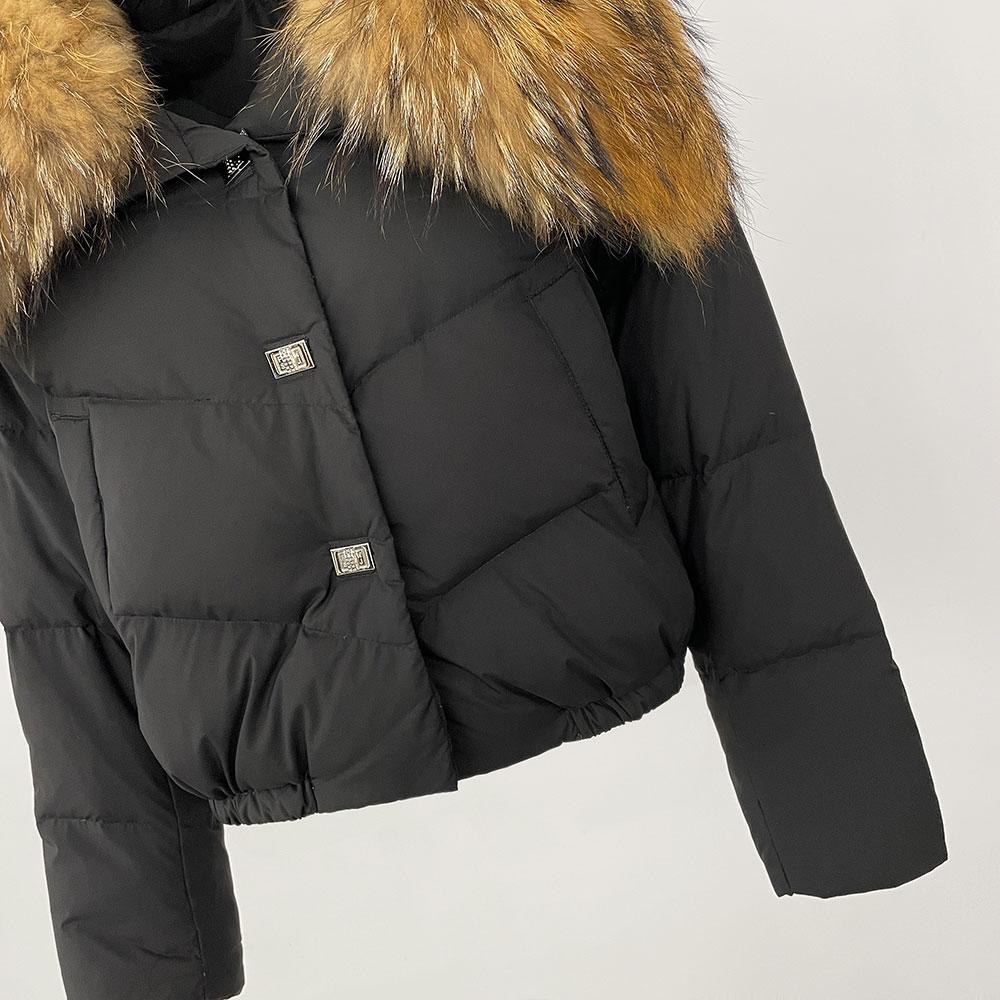 OFTBUY Зимняя куртка женская большая с воротником из натурального меха енота, натуральное толстое теплое пуховое пальто, короткая верхняя одежда, уличная одежда, свободная повседневная одежда