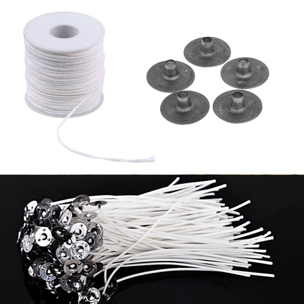 Party Oil Lamps Making Supplies Candlestick Sustainer Tabs Cotton Wick Wax Candle Core Square Braid