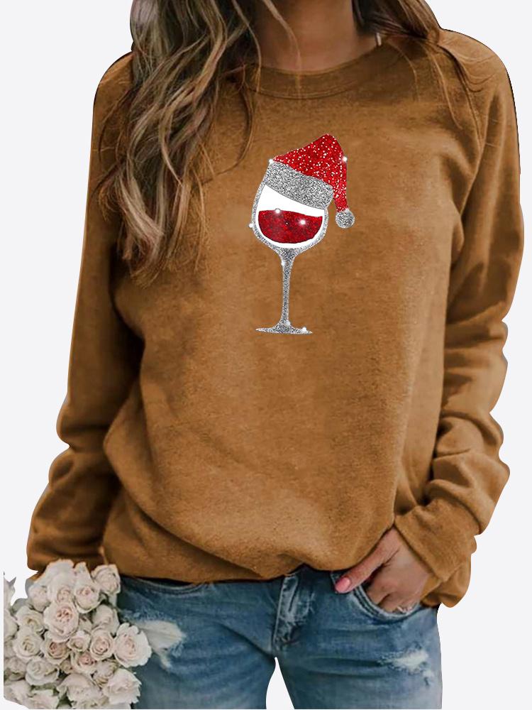 Autumn and Winter Women's Christmas Theme Printing Sweater Round Neck Long Sleeve Casual Sweatshirt Plus Size Top