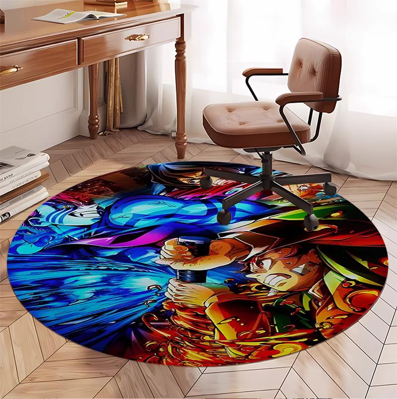 Demon Slayer Pattern Round Rug, Indoor/Outdoor Mat, for Picnic, Gameroom, Bedroom, Office, Living Room, Home Decor Carpet, Birthday Gift