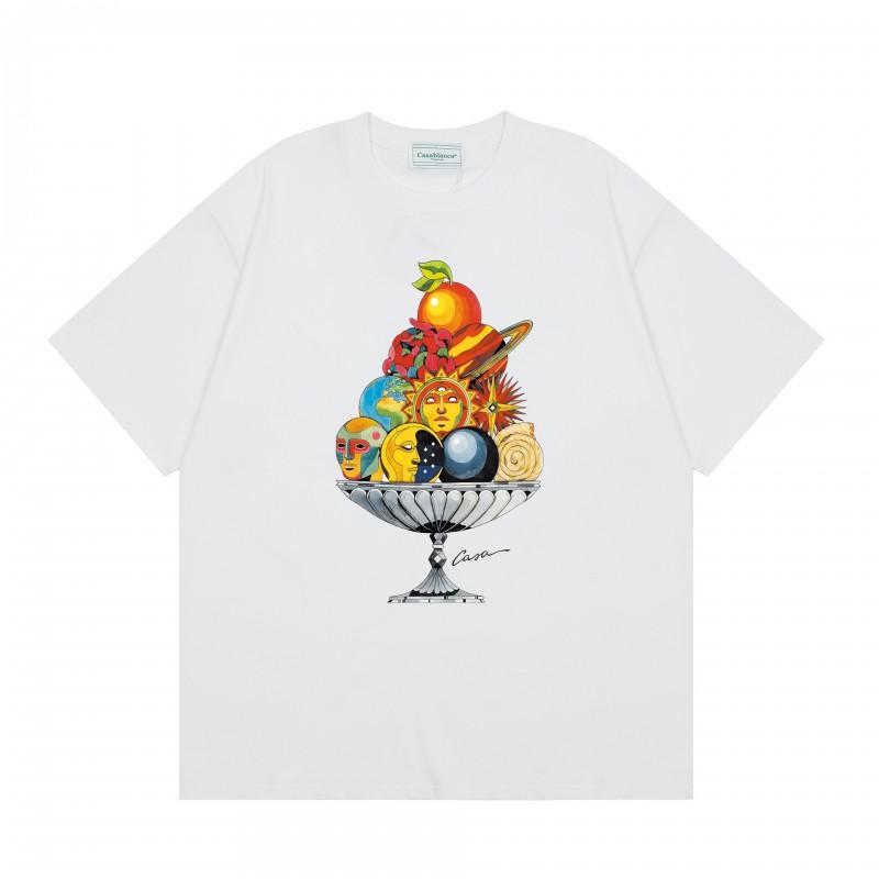 Men Women Streetwear Short Sleeve T-Shirt With Geometric Letter Print Loose Fit Cotton Tee Casual