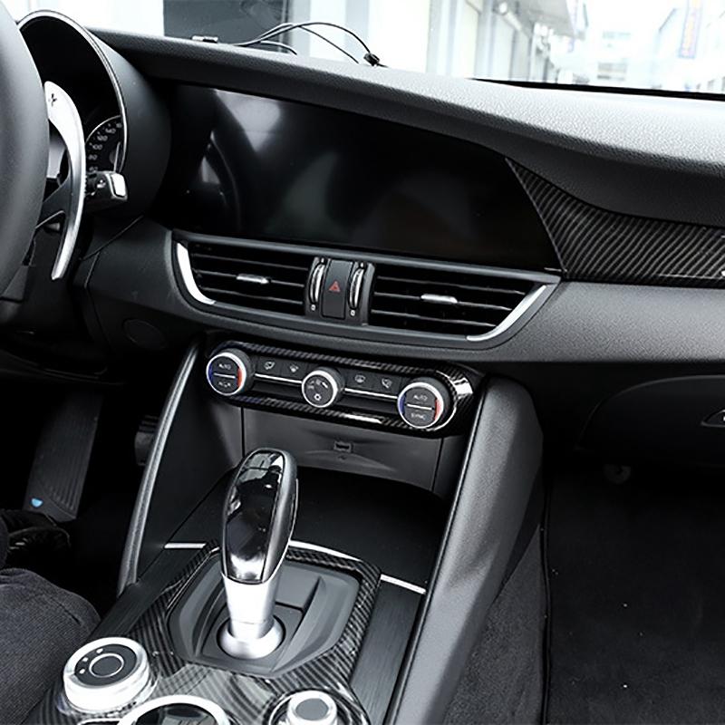 For Alfa Romeo Giulia Stelvio 2017-2019 Car Center AC Air Conditioning Adjustment Frame Trim Cover Accessories,Carbon