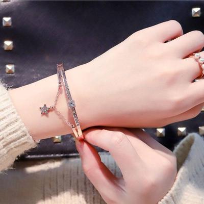 Браслет с пентаграммой и бриллиантами ins Net Red Wild Rose Gold Женский студенческий браслет со звездой, ювелирные изделия