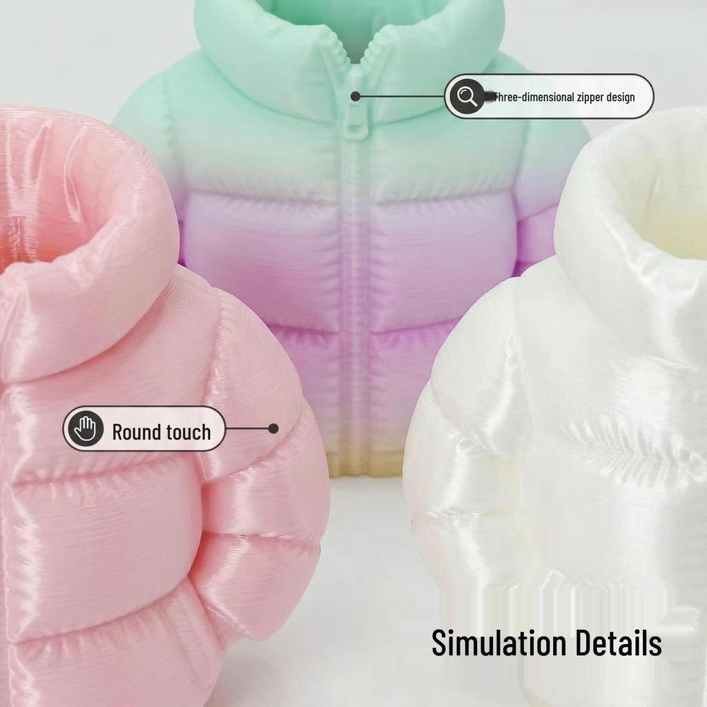 3D Printed Down Jacket Pen Holder: Stylish & Creative Desktop Organizer Gift for Students