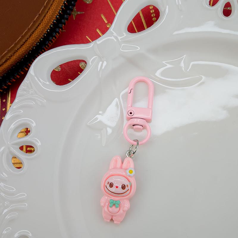 5Pcs Cartoon Kawaii Flower Labubu Keychain Pendant  Funny Car Keyring Exquisite Cute Backpack Decoration Accessories Gift