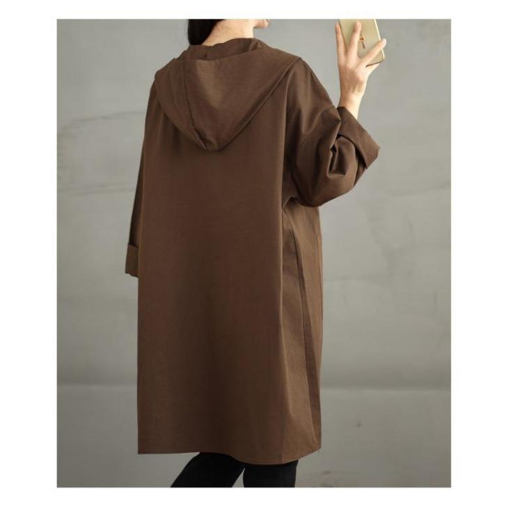 Свободный повседневный тренч с капюшоном, куртки с длинным рукавом, больших размеров, женская верхняя одежда на осень-зиму
