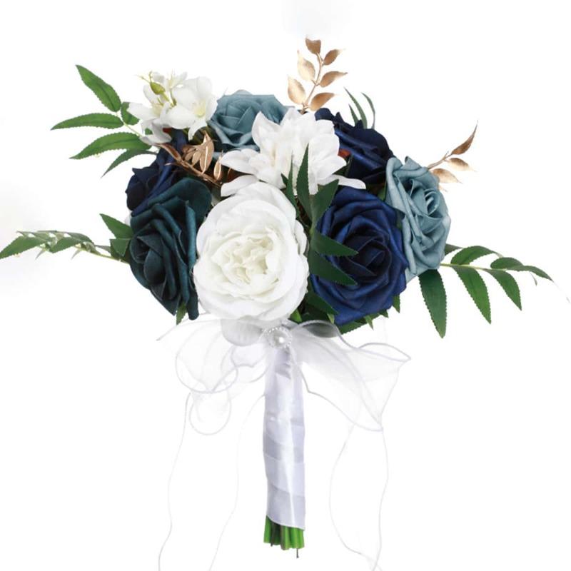 Roses Bouquet Wedding Bouquet for Bride Artificial Flower with Ribbon Fake Flowers Silk Roses Bridal Bouquet Bridesmaid Bouquet for Wedding Decoration