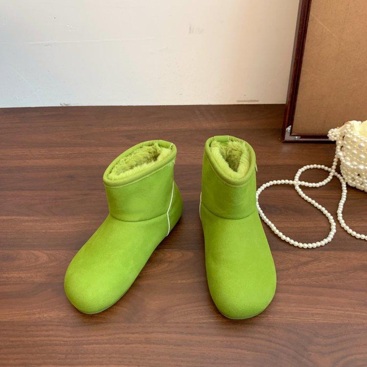 Mustard Green~ INS Super Good-looking Milk Fufu Snow Boots Women's Winter Velvet Thickened Warm Short Boots Fluffy Northeast Cotton Shoes