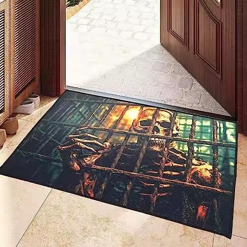 Коврик для пола Visual Vertigo, нескользящий, с изображением клоуна на Хэллоуин, простой в уходе, коврик для двери, коврик для ног, крышка люка, страшная гримаса