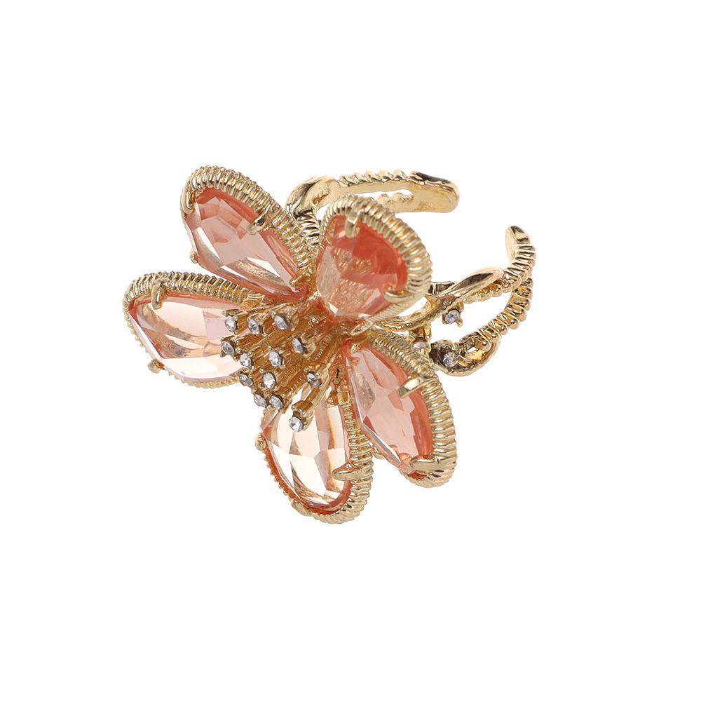 Women Girl Luxury Single Shine Big Flower Crystal Ring Fairy Ring Open Adjustable Rhinestone Flower
