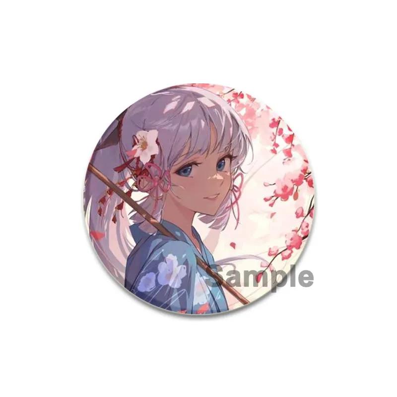 Значок Genshin Impact 32/44/58 мм, милые броши для косплея Камидзато Аяка, креативные изысканные эмалевые булавки для одежды, рюкзака, ювелирных изделий, аксессуаров