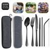 Нож и вилка из нержавеющей стали, ложка, щетка для чистки, палочки для еды, набор для домашнего ужина в отеле, гладкая интегрированная формовка, 7 шт.