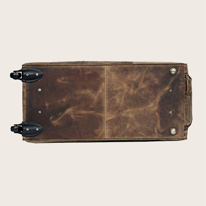 Кожаная дорожная дорожная сумка на тележке для мужчин и женщин, 24-дюймовая дорожная сумка для путешествий на ночь и выходных, дорожная сумка для спортзала с колесиками для удобной переноски