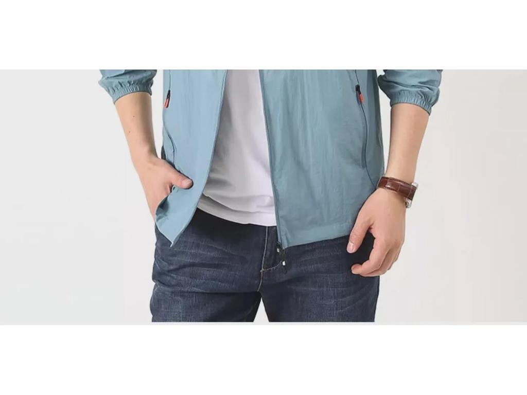 Мужская летняя куртка для активного отдыха Ice Silk с воротником-стойкой и солнцезащитным покрытием — дышащая и быстросохнущая.