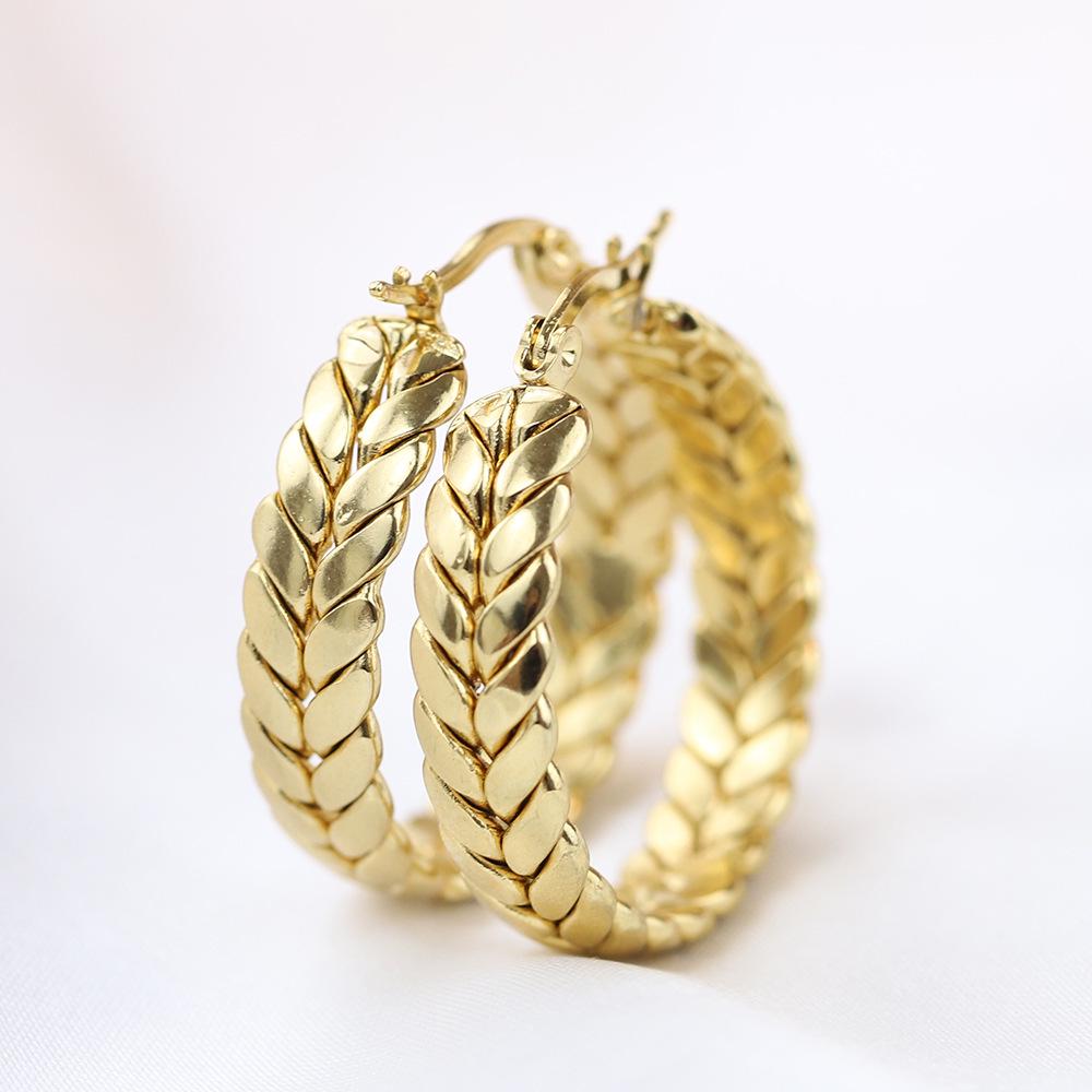 Серьги-кольца «Колос» из нержавеющей стали 18K, 25 мм