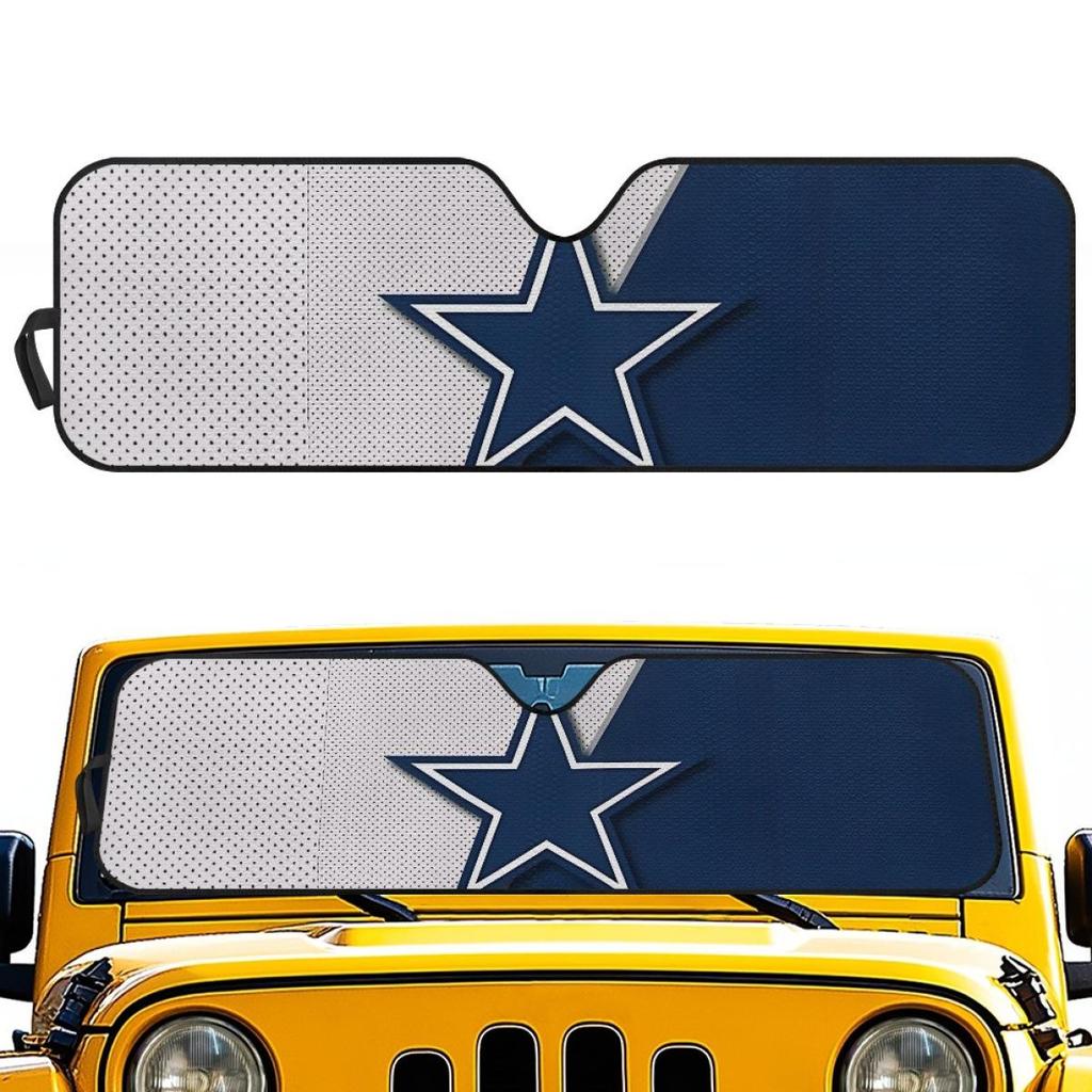 Солнцезащитный козырек на лобовое стекло Dallas Cowboys с теплоизоляцией и логотипом команды - Блокиратор солнца из алюминиевой фольги.