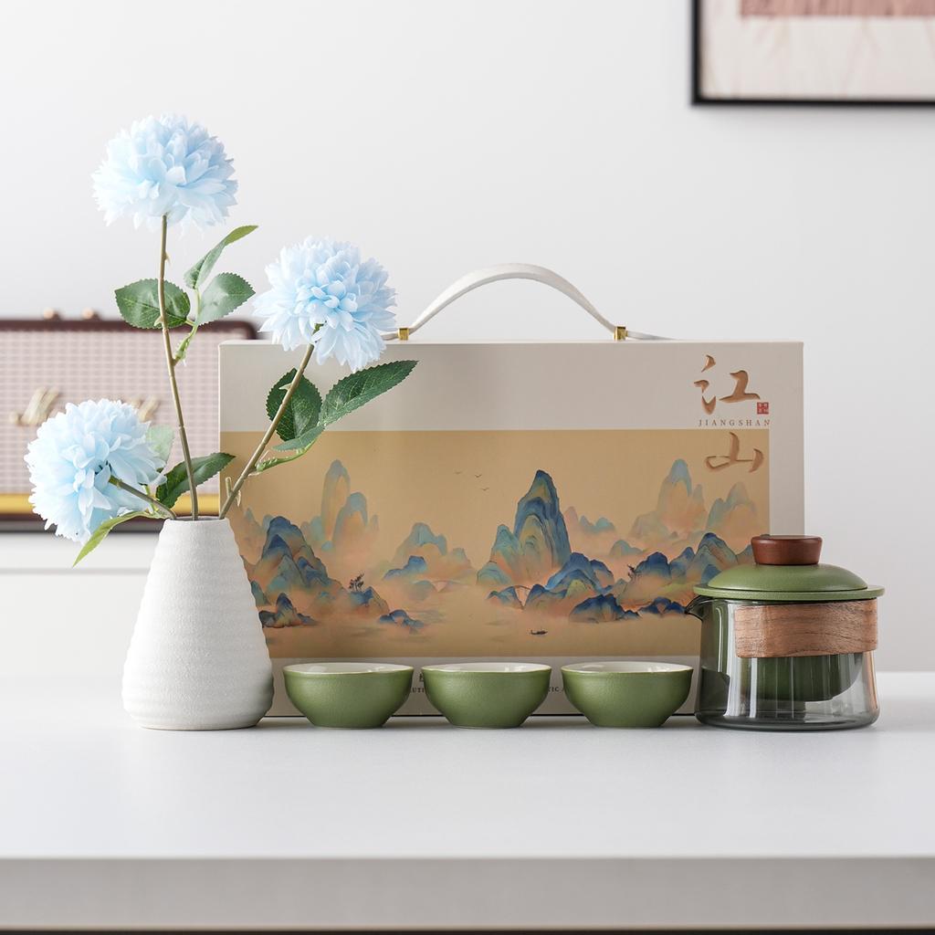 Легкая роскошь, великолепные горы и реки, набор из чайника и трех чашек в подарочной коробке, Запретный город и национальный тренд для отправки на праздник