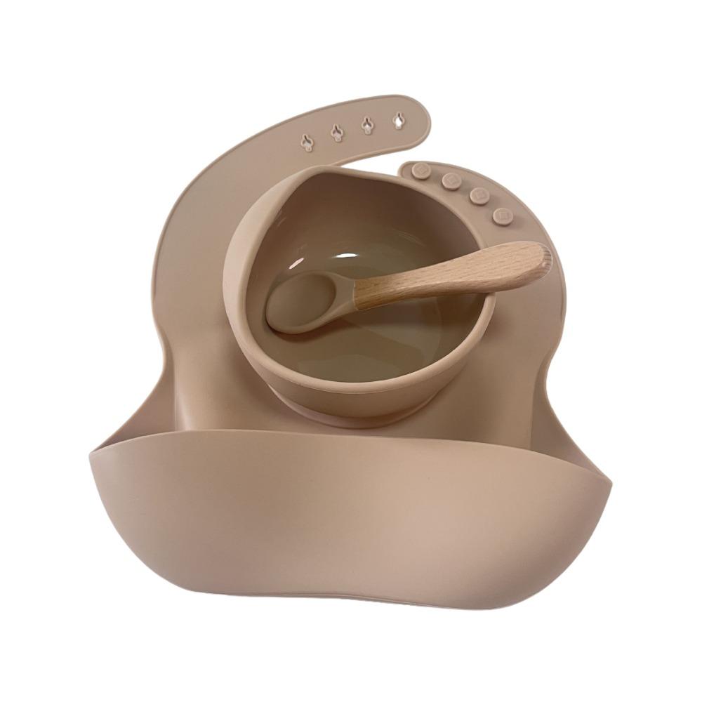 Silicone Silicone Baby Feeding Bowl Bibs/Bowl/Spoon Kids Feeding Bowls  Toddle Training Tableware