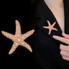 Pearl Starfish Starfish Star Metal Pin Jewelry Gift Chest Flower Pin Retro Starfish Brooch  Women