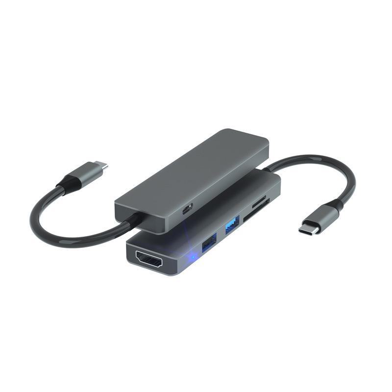 Алюминиевый концентратор Type-C «шесть в одном» с картридером SD/TF и USB-разъемом