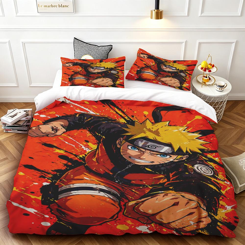 Child Duvet Cover Set Naruto Cartoon Quilt Cover Bedding Set Soft and Comfortable for Bedroom Gifts Queen King