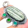 Полосатый зеленый опал, диопсид 925 стерлинговое серебро подарок кулон 2,17" S7q16
