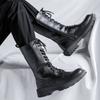 Men's High-Top Genuine Leather Boots British Style Casual Riding Boots Fashionable Motorcycle Boots Thick Sole Zipper Work Shoes