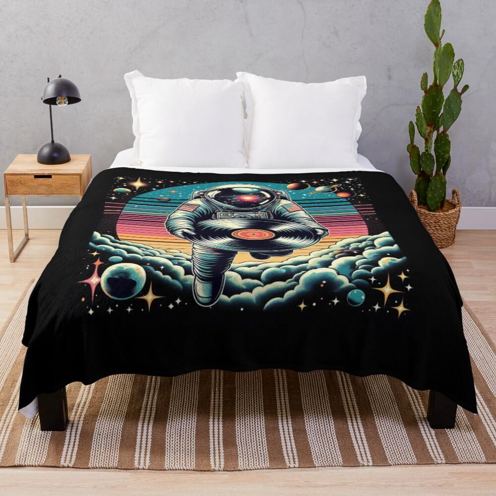 Astronaut Vinyl Record Throw Blanket